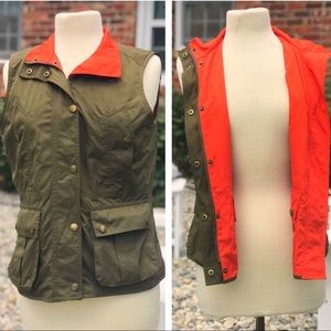 Ralph Lauren Green Orange Button Reversible Vest